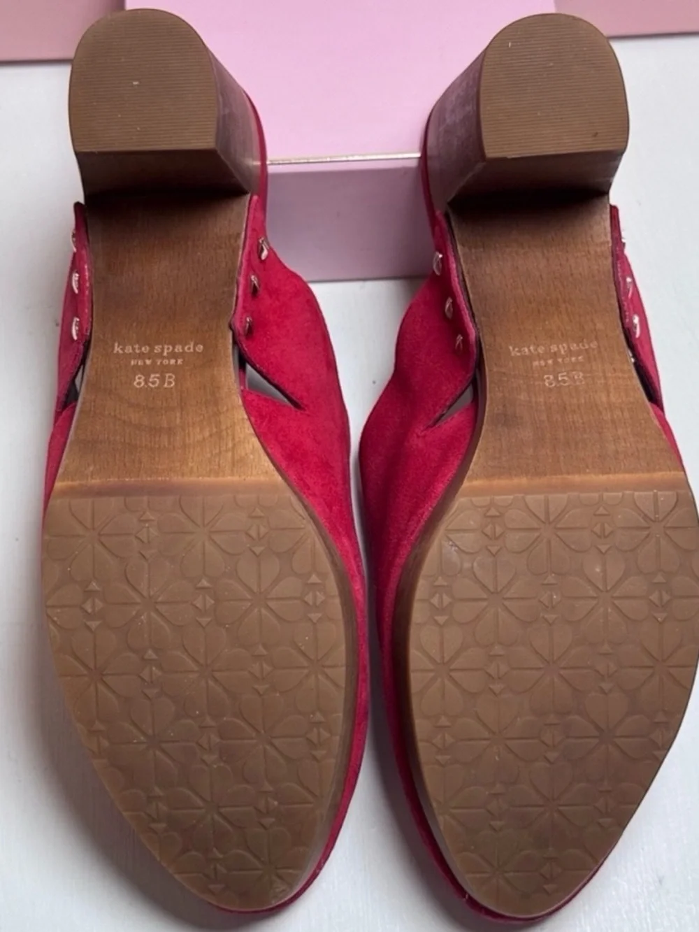 Kate Spade Amsterdam Suede Lava Falls Clogs w/box- 8.5B